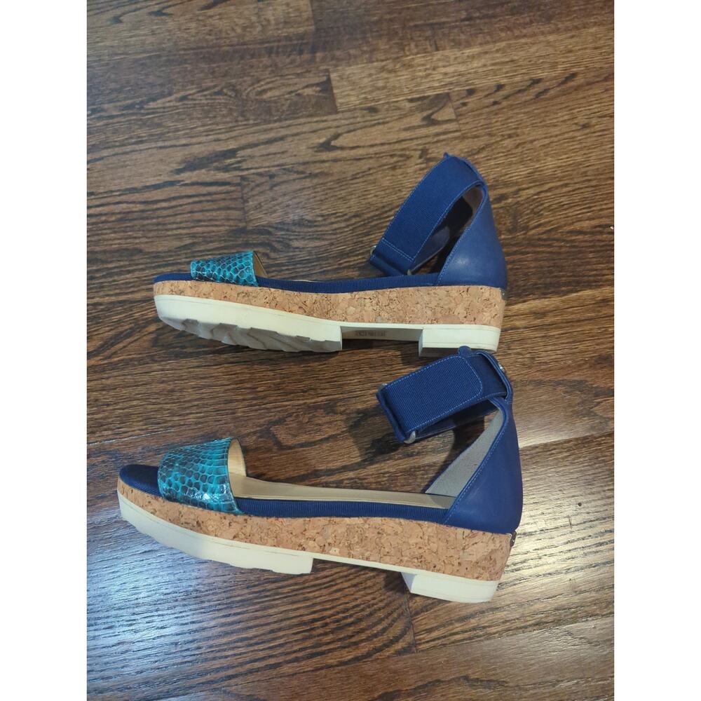 Jimmy Choo Blue Watersnake Ankle Strap Cork Sandals - Picture 8 of 8